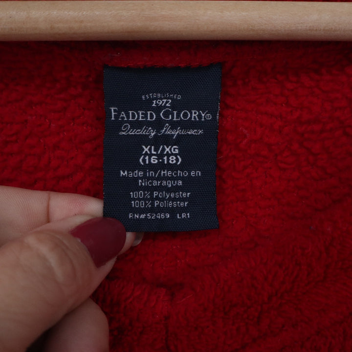Faded Glory Womens XL Red Fleece V-Neck Long Sleeve Sleep Top Pajama Shirt Cozy