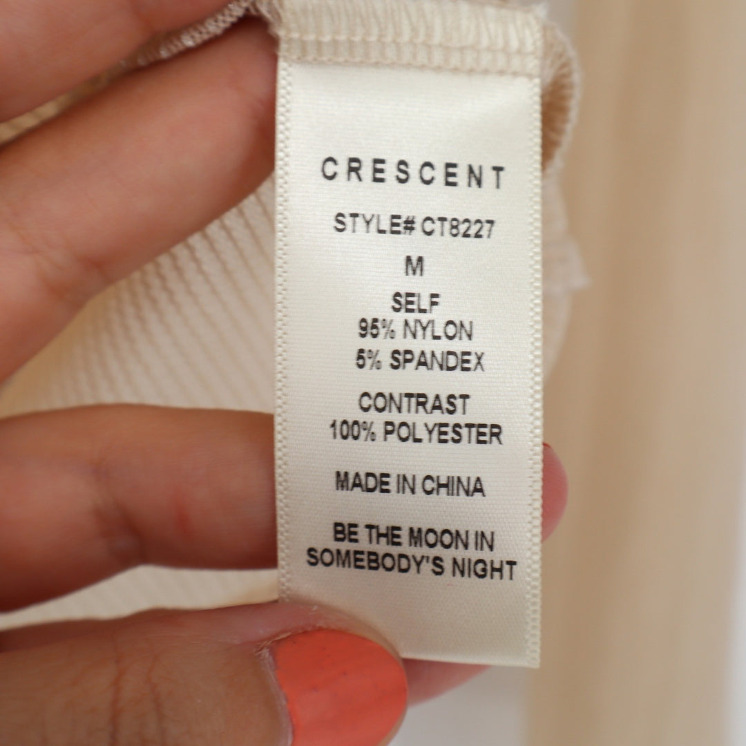 Crescent Beige Sheer Ribbed Mesh Long Sleeve Top CT8227 Mens Size Medium