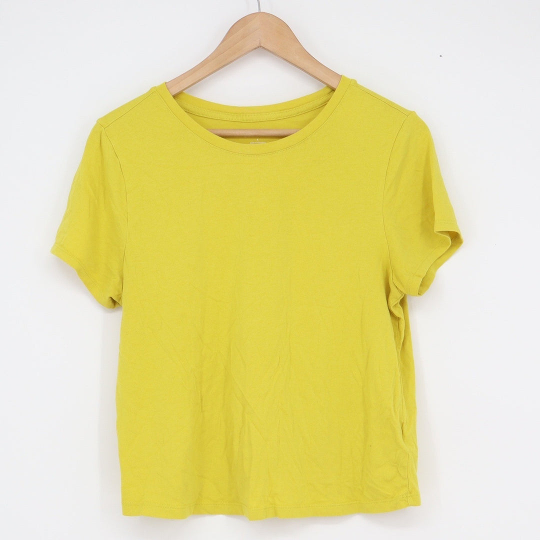 Old Navy Womens Yellow Short Sleeve Crew Neck Cotton Modal Blend Tee Size L