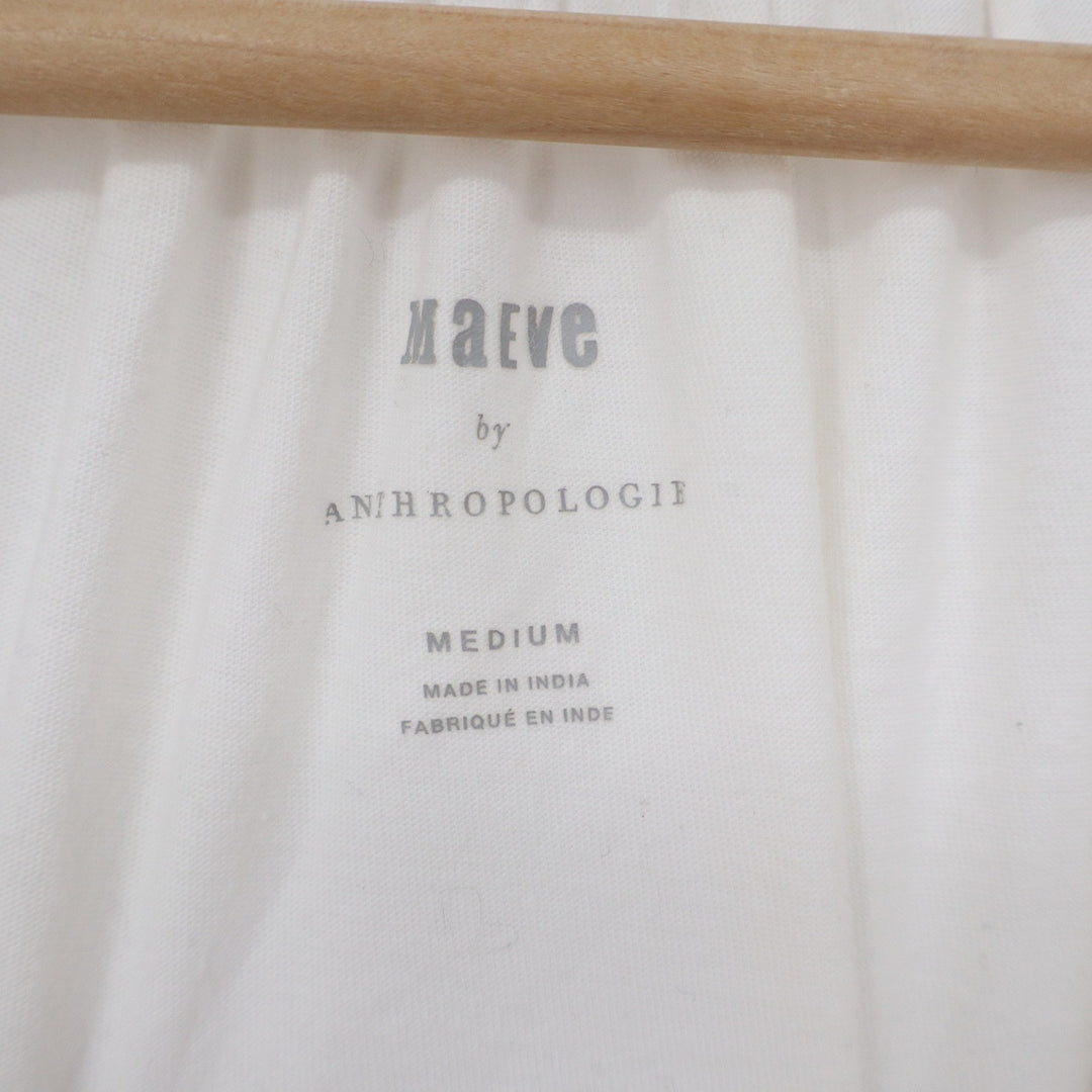 Maeve by Anthropologie Cream Cotton Flutter Sleeve V-Neck Blouse Medium