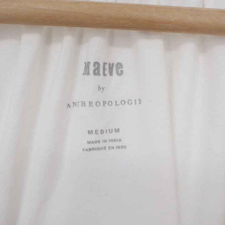 Maeve by Anthropologie Cream Cotton Flutter Sleeve V-Neck Blouse Medium