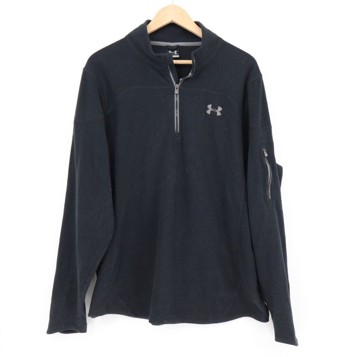Under Armour Fleece Jacket Men XL Black Quarter Zip Mock Neck Long Sleeve Active