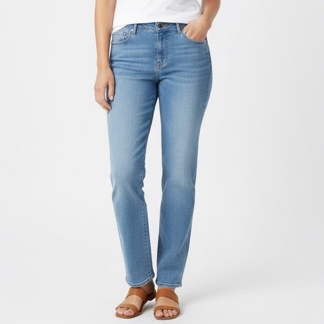 Eddie Bauer Jeans Womens 18 Blue Denim Cotton Stretch High Rise Straight Leg