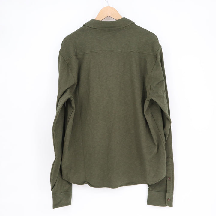 American Giant Premium Slub Shirt Mens Large Green Cotton Back Yoke Button Up