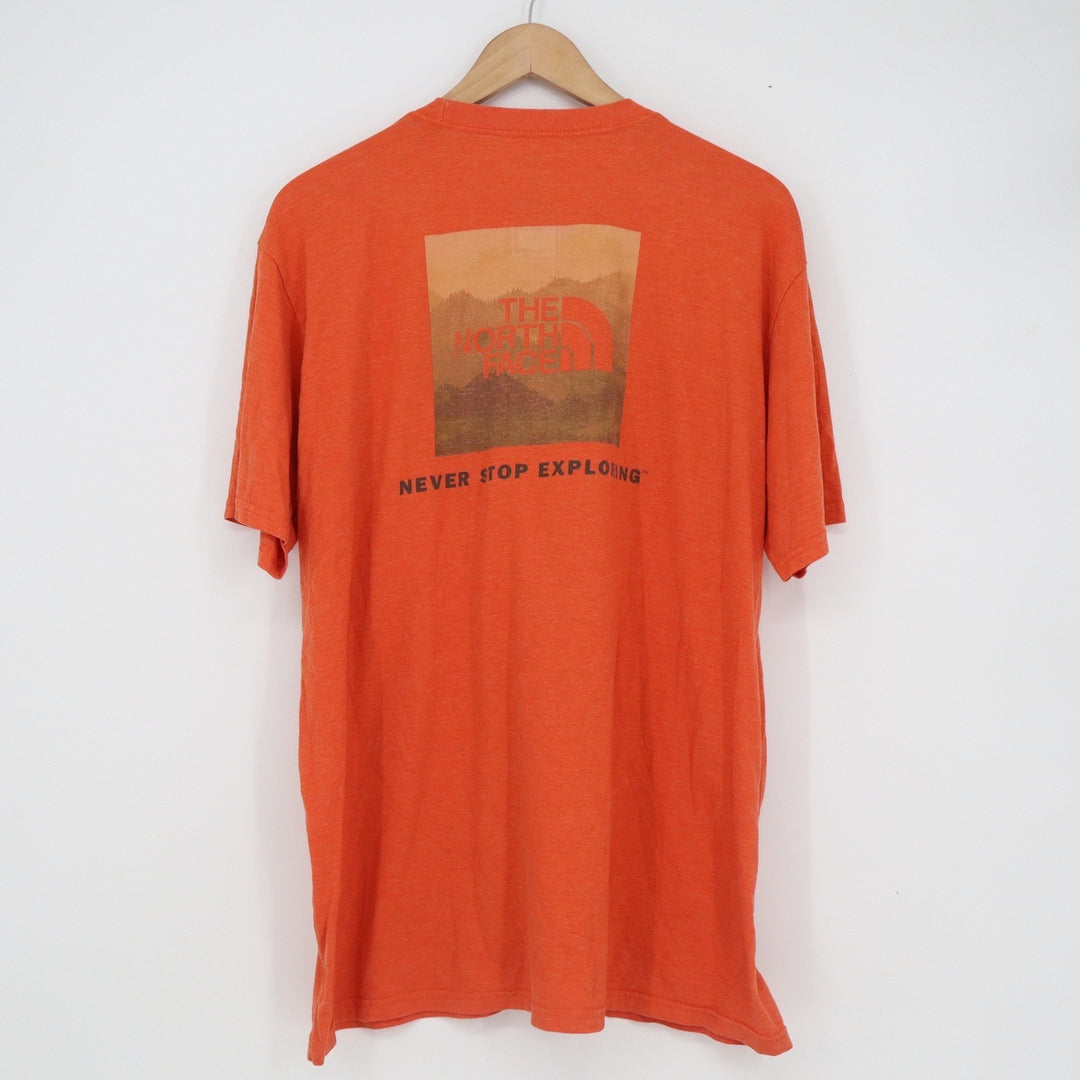 The North Face Mens XL Orange Heathered Graphic T-Shirt Never Stop Exploring