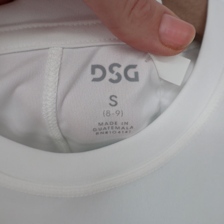 DSG Girls Movement Tee Pure White Short Sleeve Athletic Shirt S 8-9