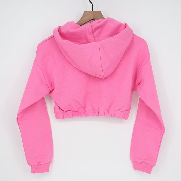Naked Wardrobe Pink Cropped Hoodie Sweatshirt L