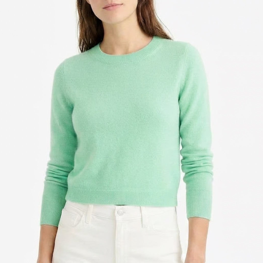 J. Crew Sweater Womens XS Mint Green Tight Knit Cashmere Side Slit Ribbed Winter