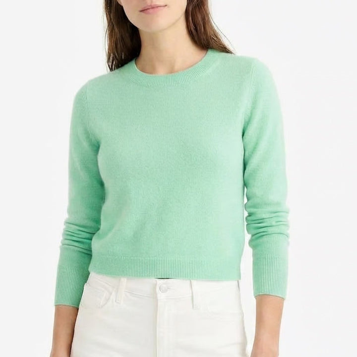 J. Crew Sweater Womens XS Mint Green Tight Knit Cashmere Side Slit Ribbed Winter