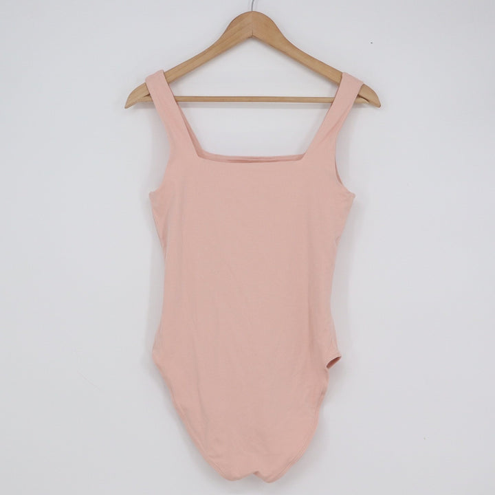 Old Navy Womens Small Peach Pink Square Neck Sleeveless Cotton Blend Bodysuit