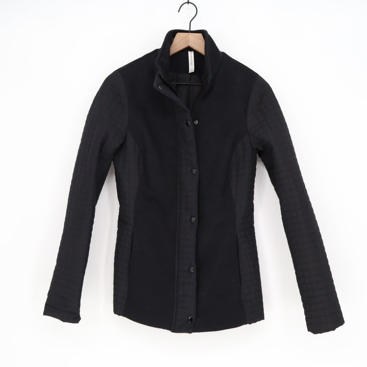 Fabletics Black Mixed Media Quilted Full Zip Jacket S