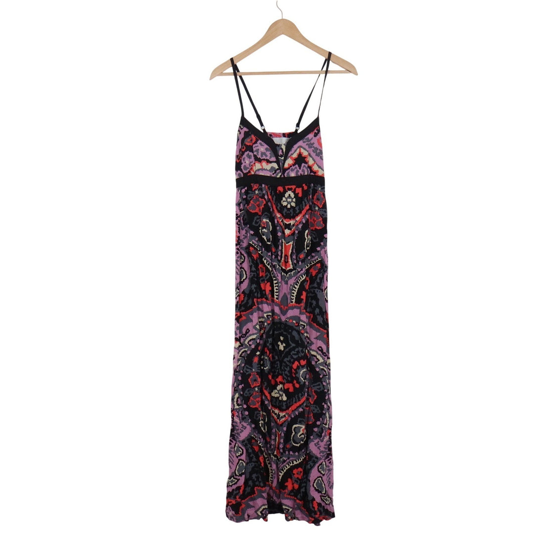 CPS Chaps Womens Purple Paisley Cotton Maxi Dress Empire Waist Sleeveless Small