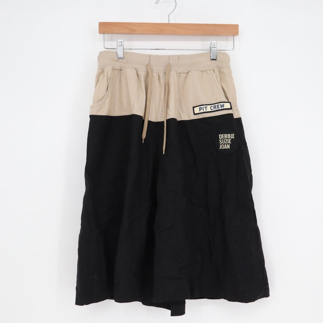 Debbie Suzie Joan Pit Crew Colorblock Culottes Black Tan Wide Leg Cropped Pants