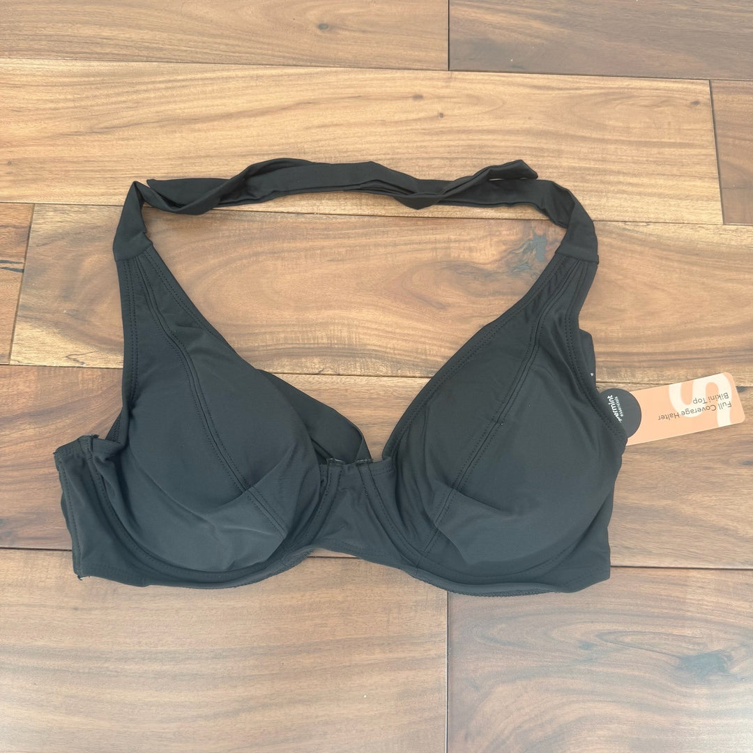 Shapermint Essentials Full Coverage Halter Bikini Top Black Size L