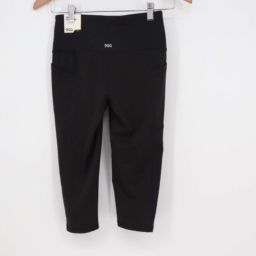 DSG Momentum Crop Leggings Womens XS Pure Black High Rise Side Pockets