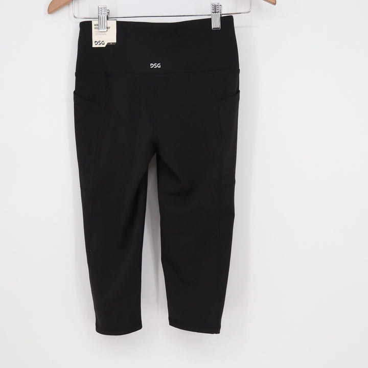 DSG Momentum Crop Leggings Womens XS Pure Black High Rise Side Pockets