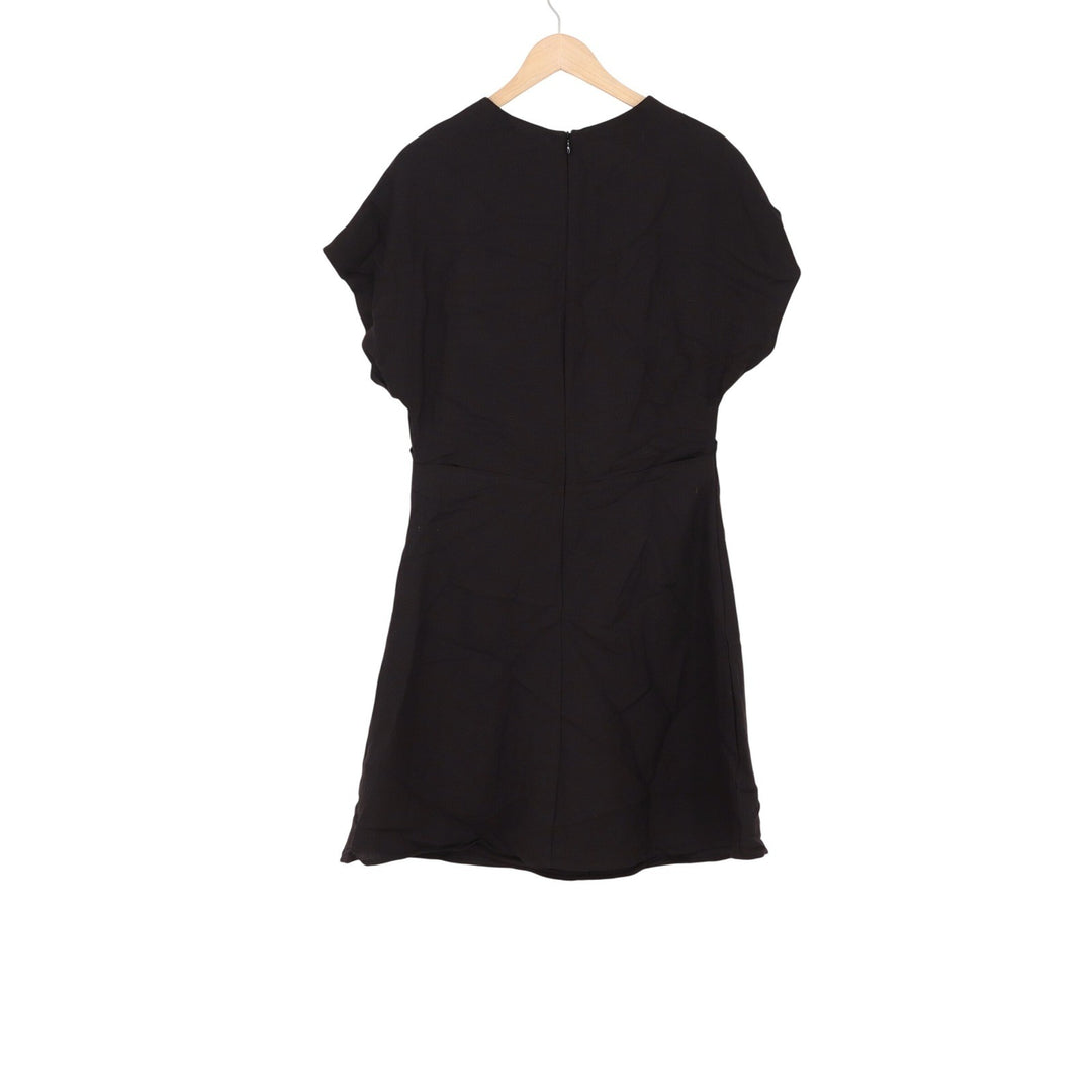 H&M Dress Womens Medium Short Sleeve Lenzing Ecovero Viscose Black Solid NEW