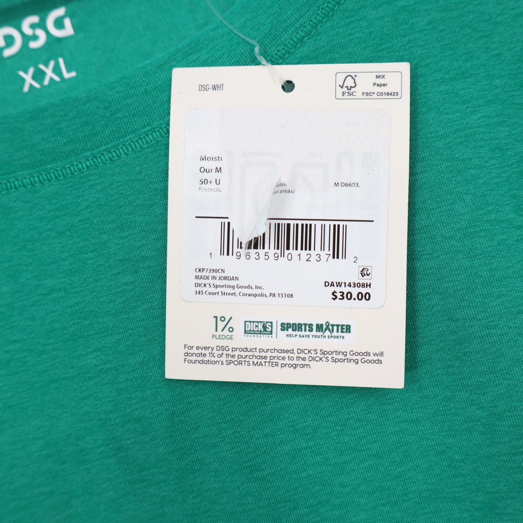 DSG Mens XXL Green Long Sleeve Performance T-Shirt UPF 50+ Moisture Wicking