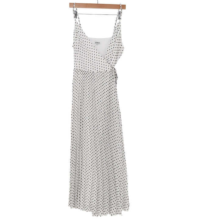Express Polka Dot Wrap Midi Dress White Black Sleeveless Spaghetti Strap Medium