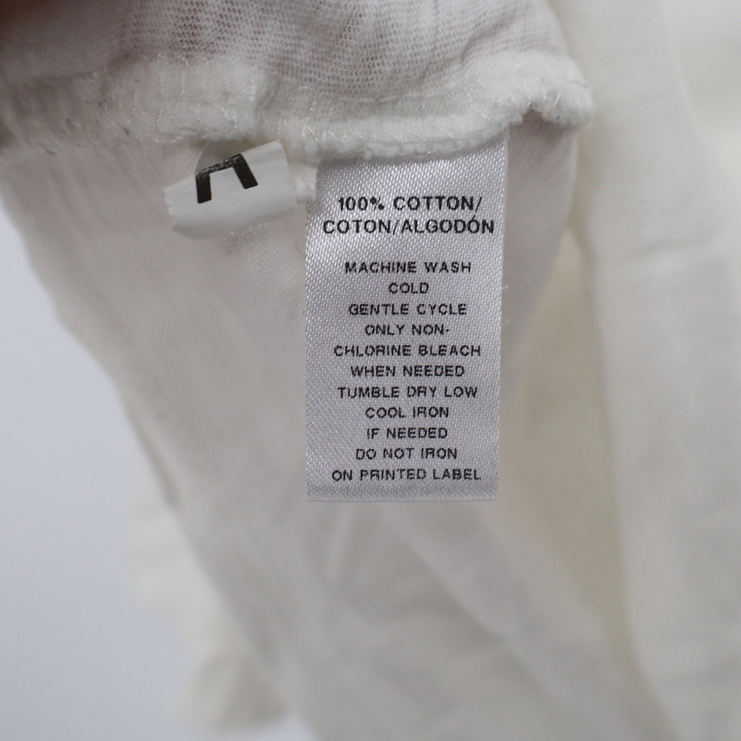 Ann Taylor Loft Womens White 100% Cotton Slub Long Sleeve Scoop Neck Tee Size L