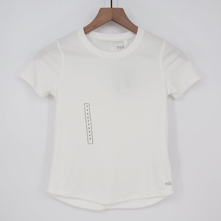 DSG Girls Movement Tee Pure White Athletic Short Sleeve Shirt Size S 8-9