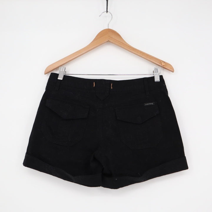 Sanctuary Classic Globe Trotter Shorts Womens 27 Black Denim 100% Cotton Cuffed