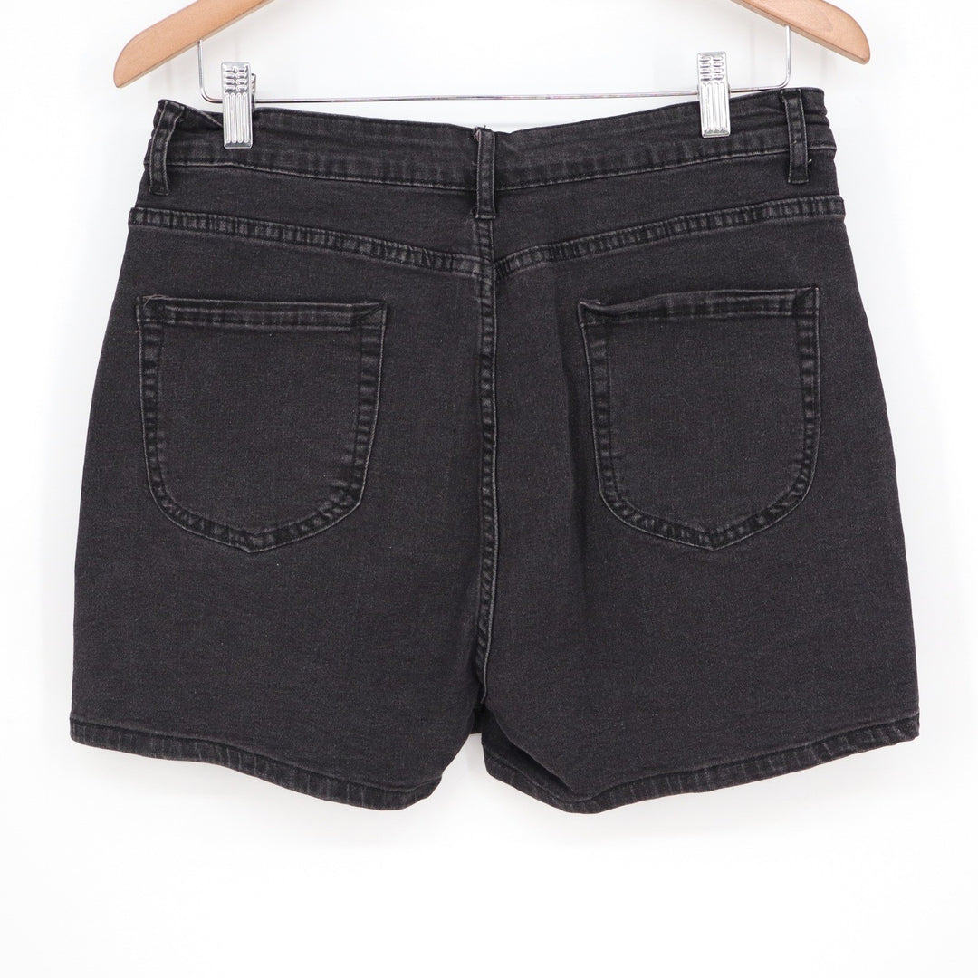 Black Denim Skort Front Slit High Waisted Mini Skirt Shorts Size L/M