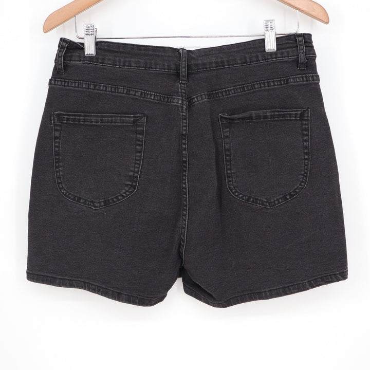 Black Denim Skort Front Slit High Waisted Mini Skirt Shorts Size L/M