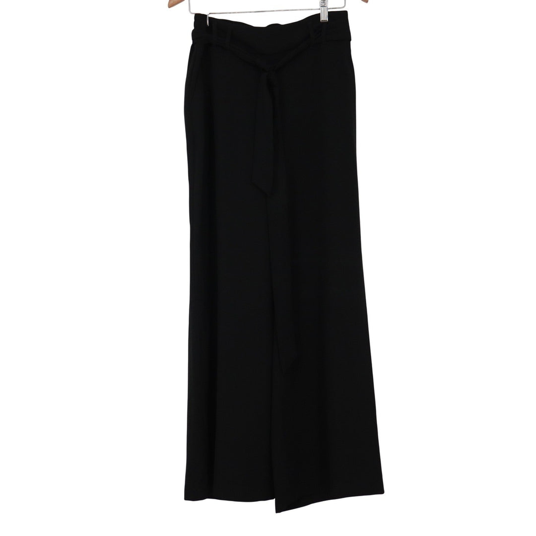 A New Day Womens Black High Rise Wide Leg Tie Waist Trousers Pants Size M