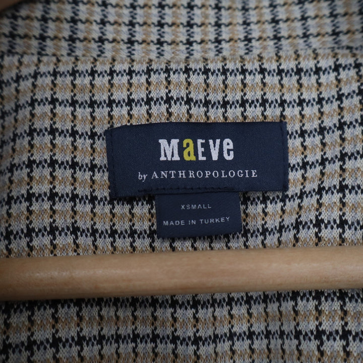 Maeve Anthropologie Womens Plaid Blazer Tan Black Single Button XS