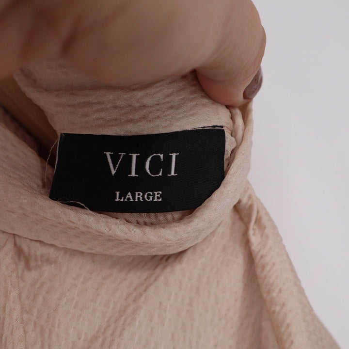 VICI Tyche Blush Pink Mock Neck Balloon Sleeve Ruffle Mini Dress Large