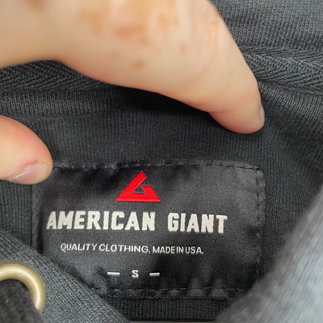 American Giant Black Cotton Hoodie Size S Made in USA Classic Pullover
