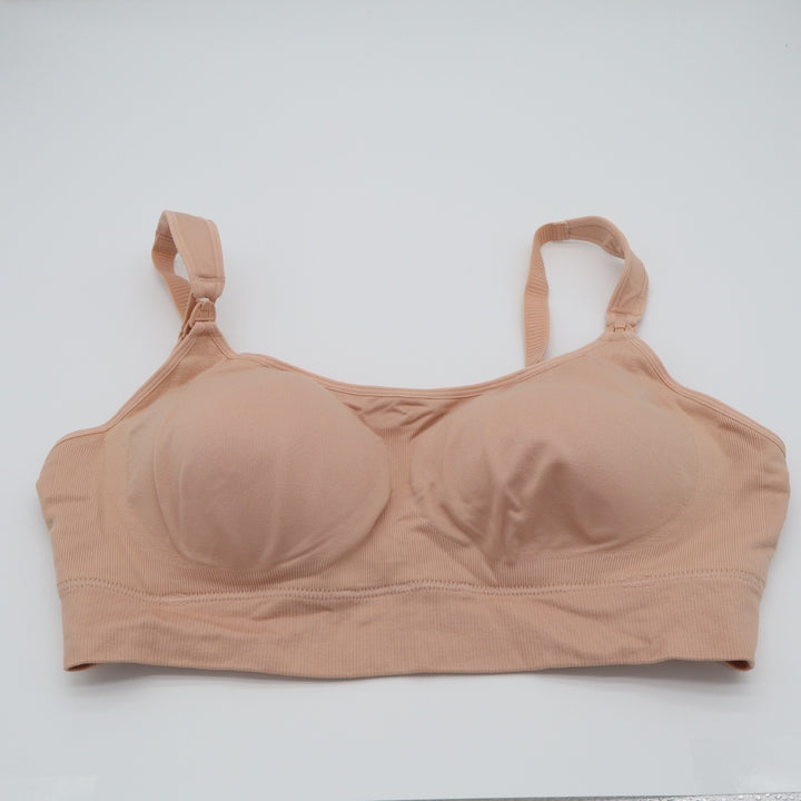 Momcozy Nursing Bra Women XL Oyster Pink Nylon Stretch Adjustable Strap Wireless