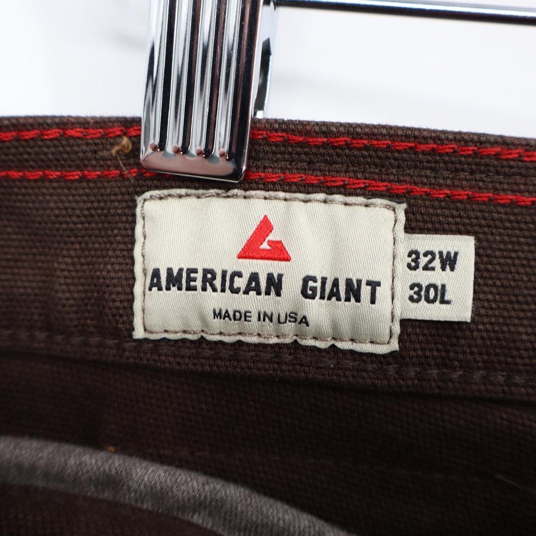 American Giant Roughneck Pants Men 32x30 Brown Cotton Stretch 5-Pockets Straight
