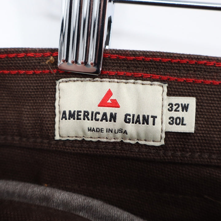 American Giant Roughneck Pants Men 32x30 Brown Cotton Stretch 5-Pockets Straight