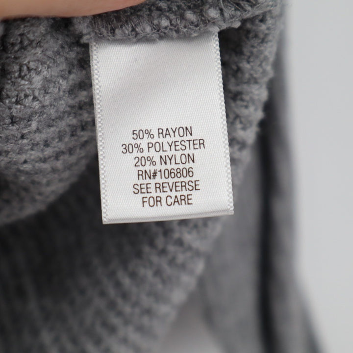 Croft & Barrow Sweater Women Medium Gray Waffle Knit Turtleneck Side Hem Button