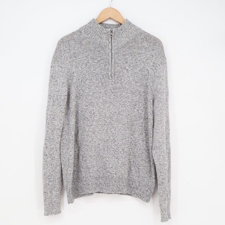 Croft & Barrow Mens XL Grey Marl Quarter Zip Mock Neck Cotton Blend Sweater