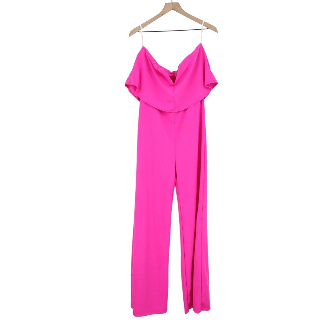 Lulus Power Of Love Jumpsuit Womens XL Magenta Stretch Crepe Knit Strapless