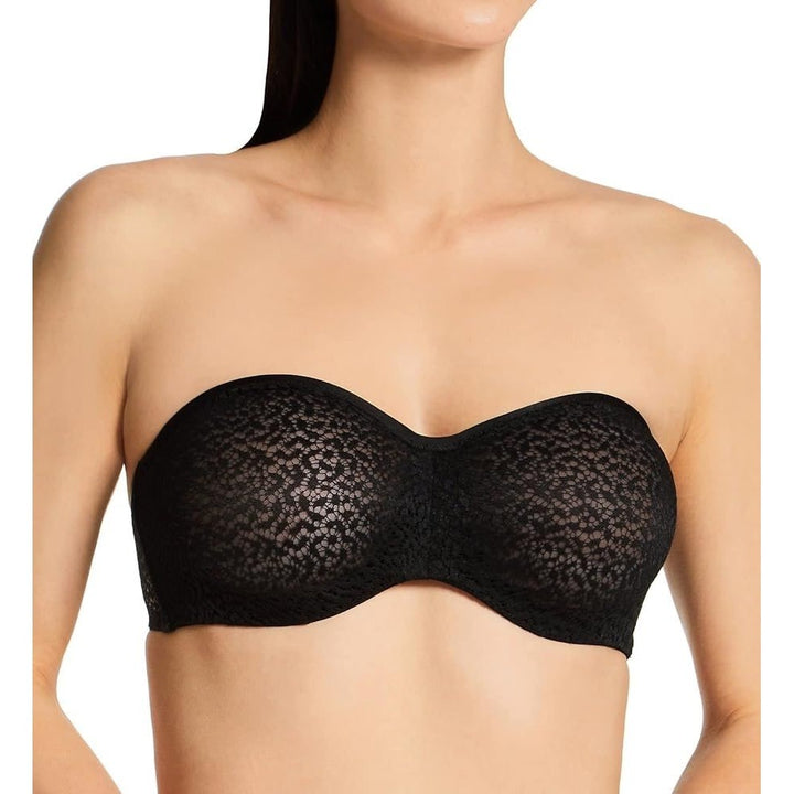 DKNY Modern Lace Unlined Strapless Bra Womens 34B Black Nylon Underwire Cups