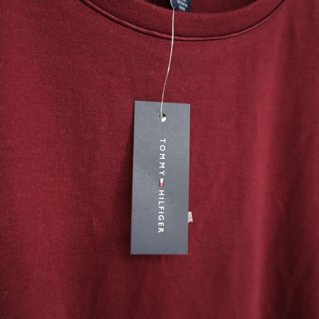 Tommy Hilfiger Sleep T Shirt Womens Large Deep Rouge Side Slits Casual Wear