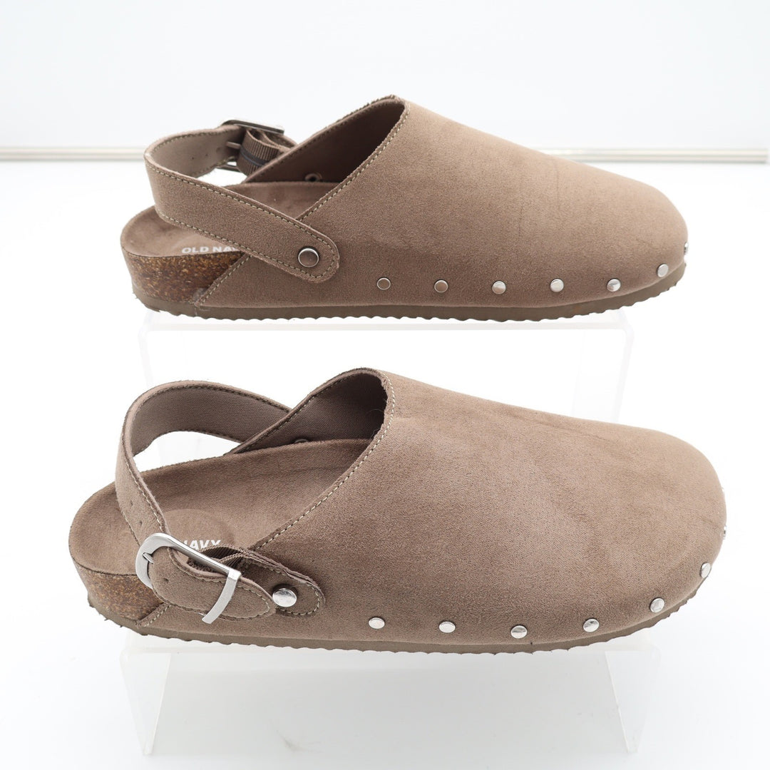 Old Navy Womens Studded Backstrap Clogs Taupe Faux Suede Size 8 S/787910-02
