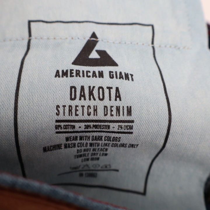 American Giant Dakota Stretch Denim Straight Fit Jeans Dark Wash Mens 32X34