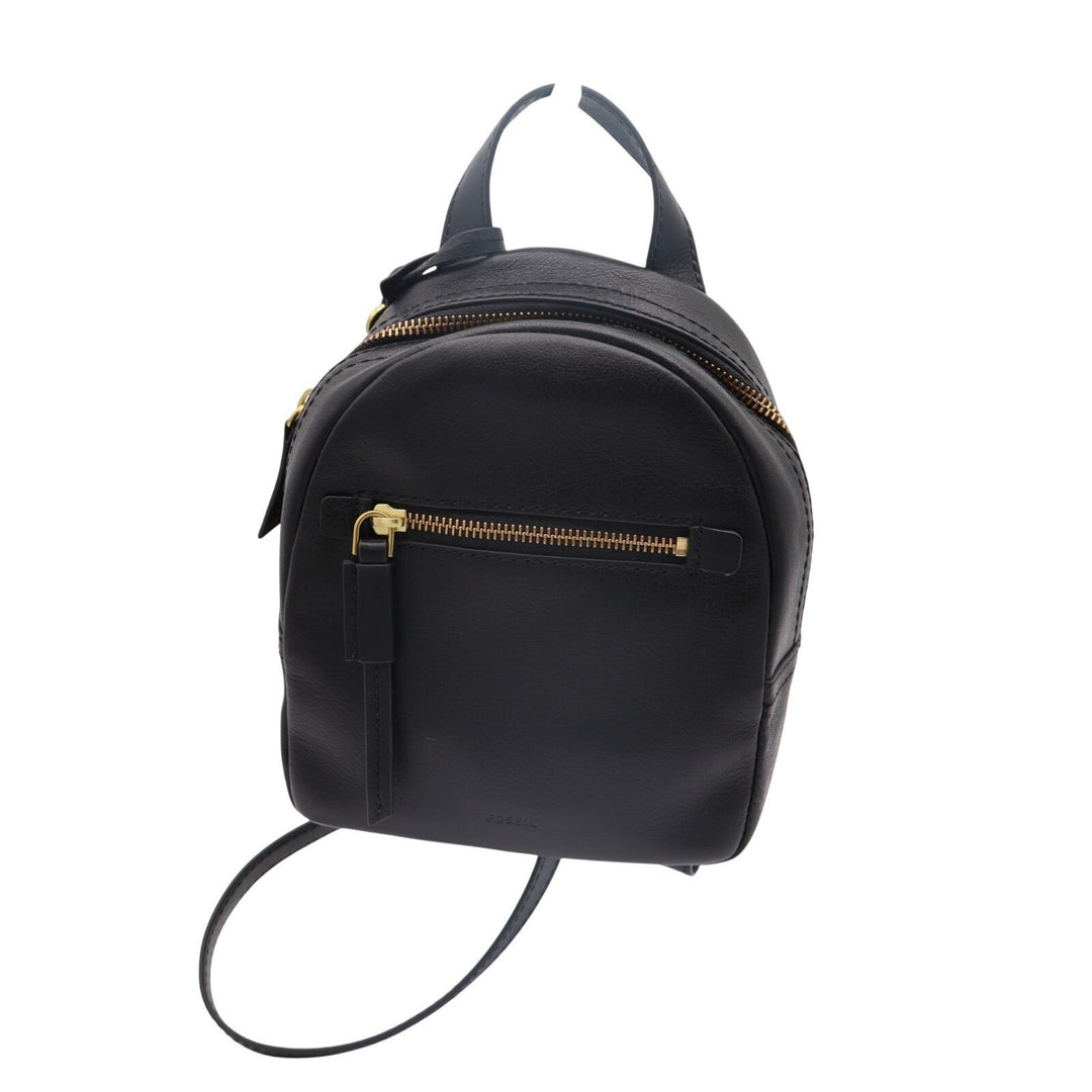 Fossil Megan Womens Backpack Black Pebbled Leather Adjustable Shoulder Strap Bag