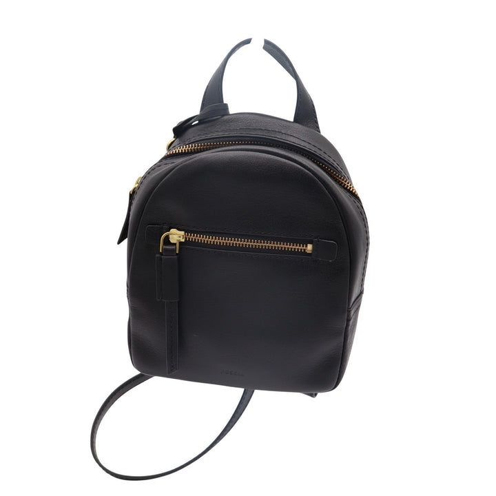 Fossil Megan Womens Backpack Black Pebbled Leather Adjustable Shoulder Strap Bag