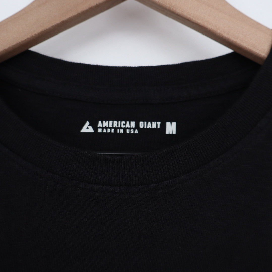 American Giant Classic T Shirt Black Crew Neck Short Sleeve Made in USA Size M