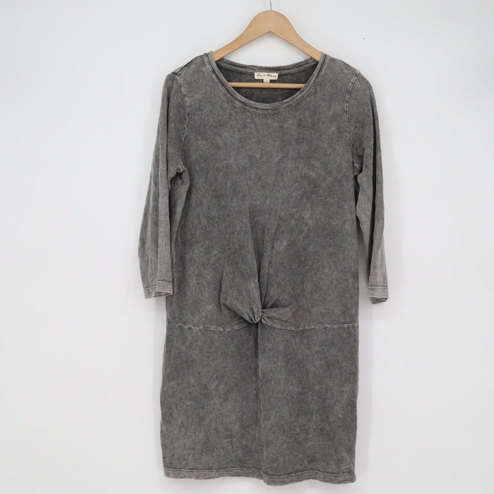 Jane and Delancey Womens Grey Acid Wash Twist Front Cotton T-Shirt Dress Size M