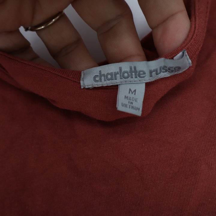 Charlotte Russe Terracotta Rust Cutout Back Long Sleeve Crop Top Medium