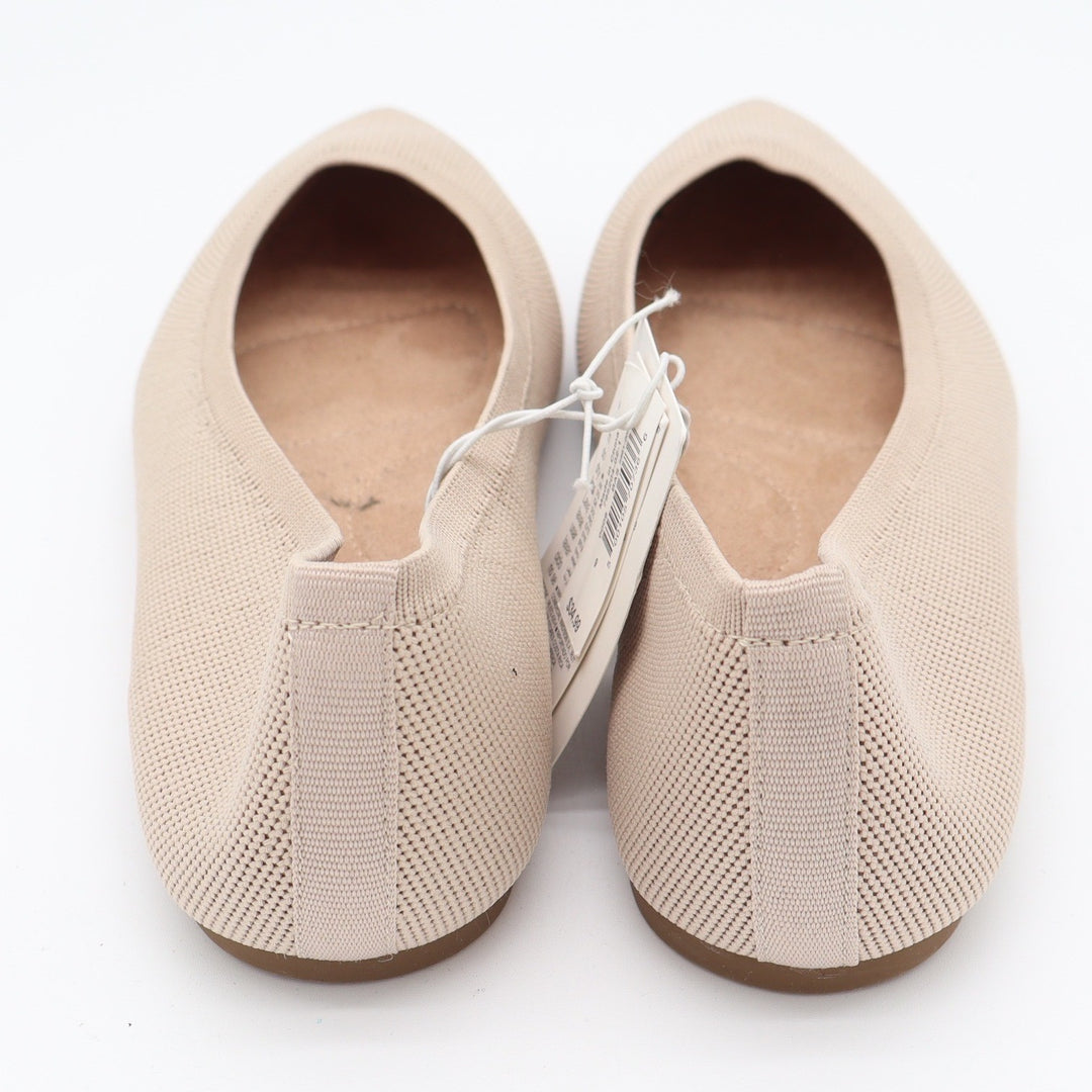 Old Navy Womens Pointed Toe Knit Ballet Flats Tan Beige Washable Size 9 NEW