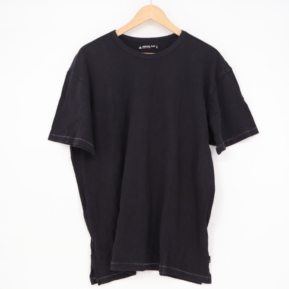 American Giant Mens Black Crew Neck Tee Size L Made in USA Organic Cotton Blend
