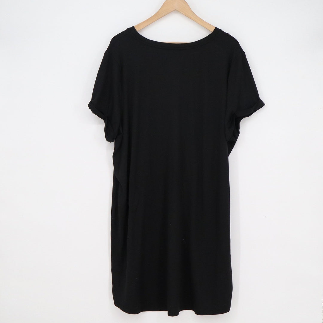 Sweet Tea's by Pink Rose Black Cuffed Short Sleeve T-Shirt Dress 2X